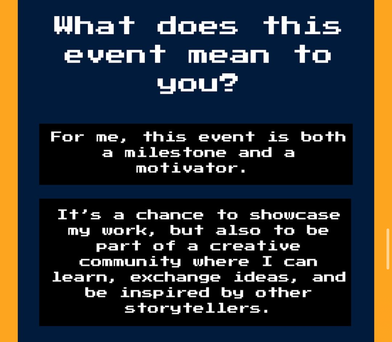 Pixal Fest submitter review about showcasing work and creative community